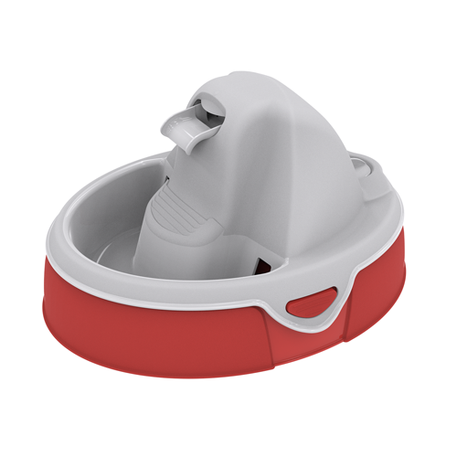 Aqua Flow Premium Pet Water Fountain - Automatic Dispenser Drinking Bowl for Cats and Dogs - Anti-Hair Drainage System - Replaceable Filters - Ideal for Multiple Pets - 52 up to 120 fl oz - Red&Gray