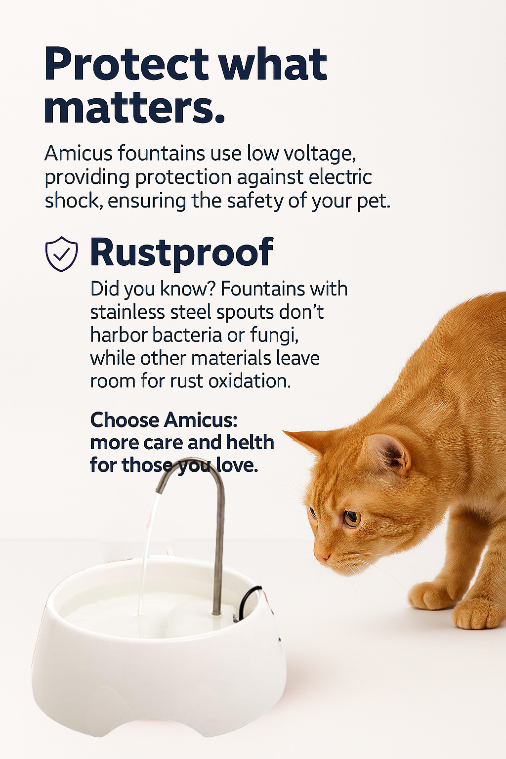 Aqua MINI Portable Pet Water Fountain - Automatic Drinking Bowl for Cats and Dogs - Stainless Steel Faucet - Replaceable Filters - Easy Cleaning - Ideal for Multiple Pets - 1.2L/42 fl oz - White